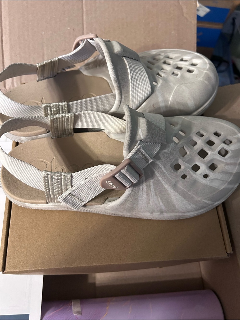 Chaco Women's Sandals in Cream with Pale Pink Accent
